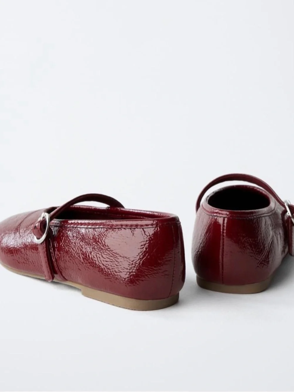 Zara Girls Patent Mary Jane Shoes in Deep Red